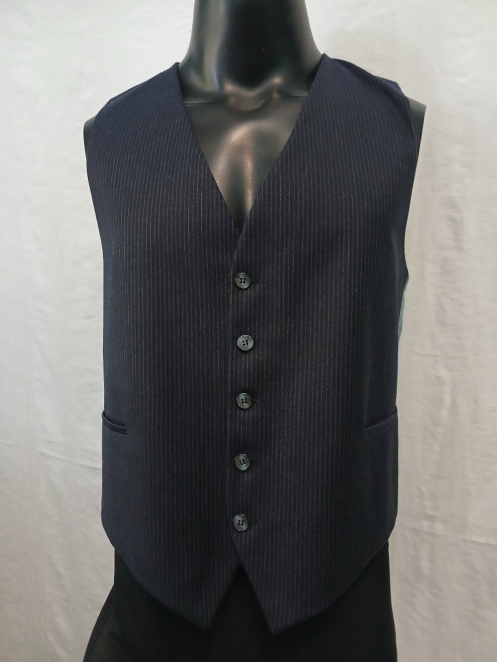3-Piece Navy Wool PinStripe Suit - Picture 6 of 10